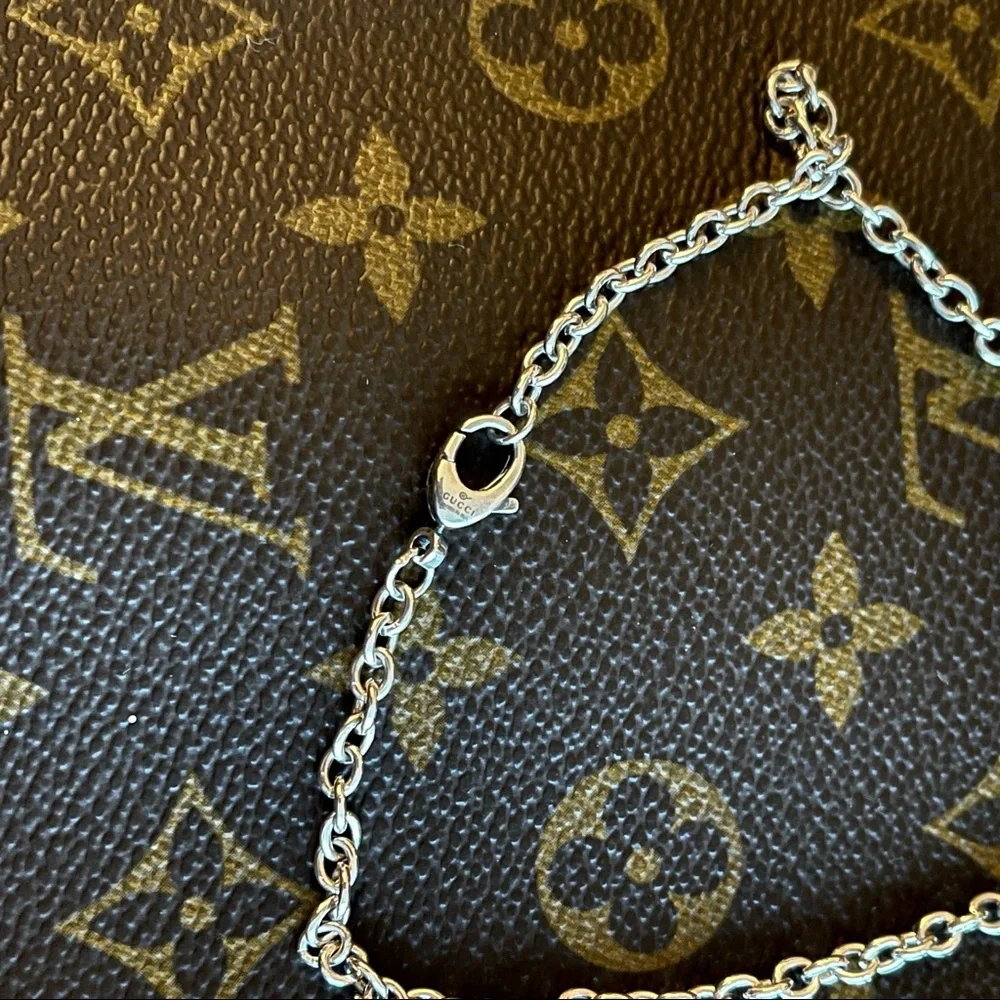 Gucci 925 Sterling Silver “GG” Logo Pendant Interlocking Chain Necklace - Picture 8 of 12